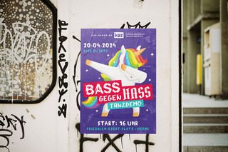Bass gegen Hass, Tanzdemo, Posterdesign, 2024